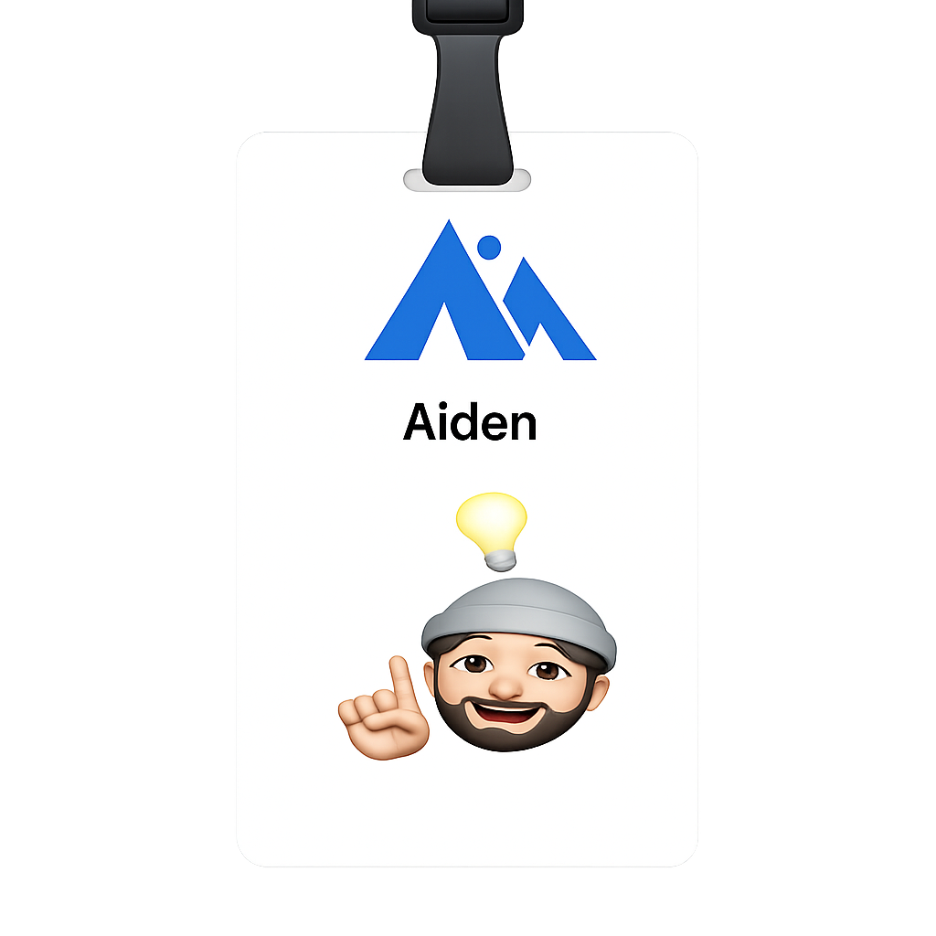 Aiden badge front